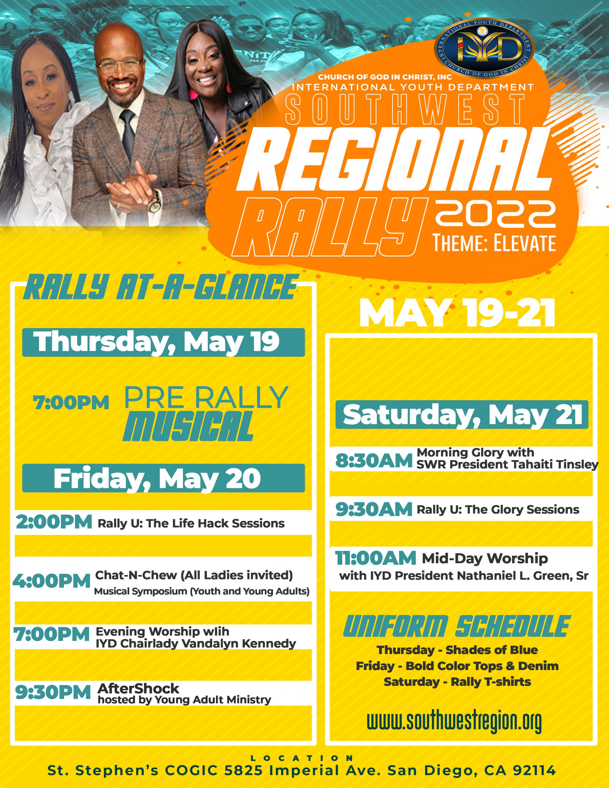 Southwest Region Rally Itinerary